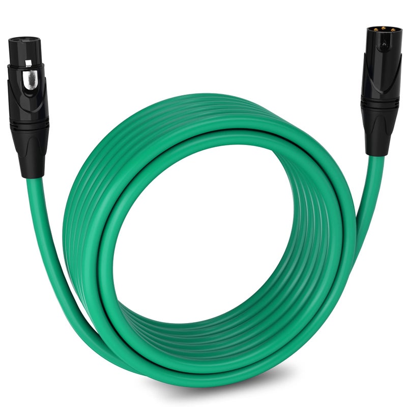 LyxPro 25 Feet XLR Microphone Cable Balanced Male to Female 3 Pin Mic Cord for Powered Speakers Audio Interface Professional Pro Audio Performance and Recording Devices - Green - Image 1